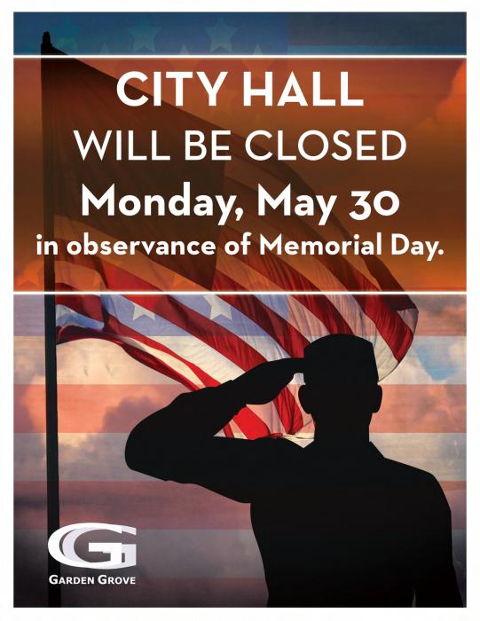 City Hall Closed Memorial Day