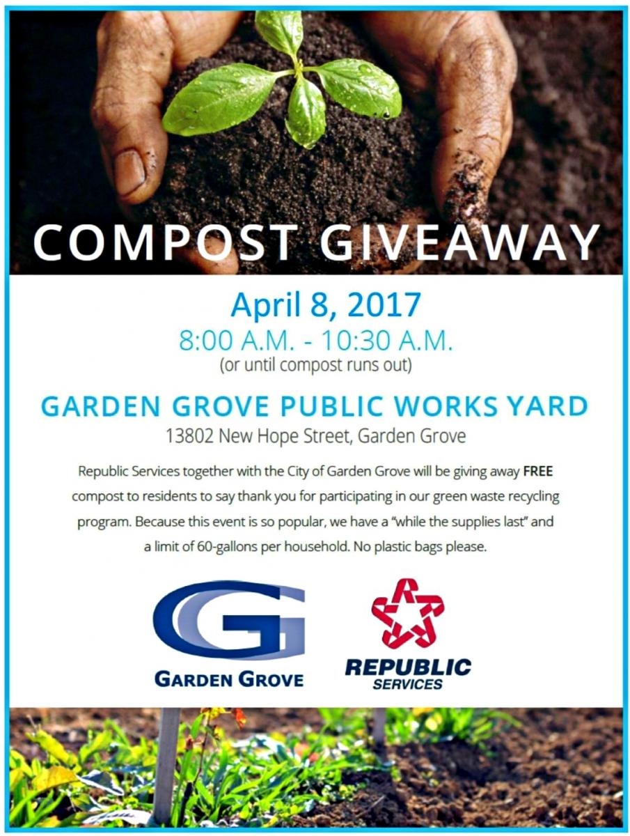 Free Compost Giveaway City of Garden Grove