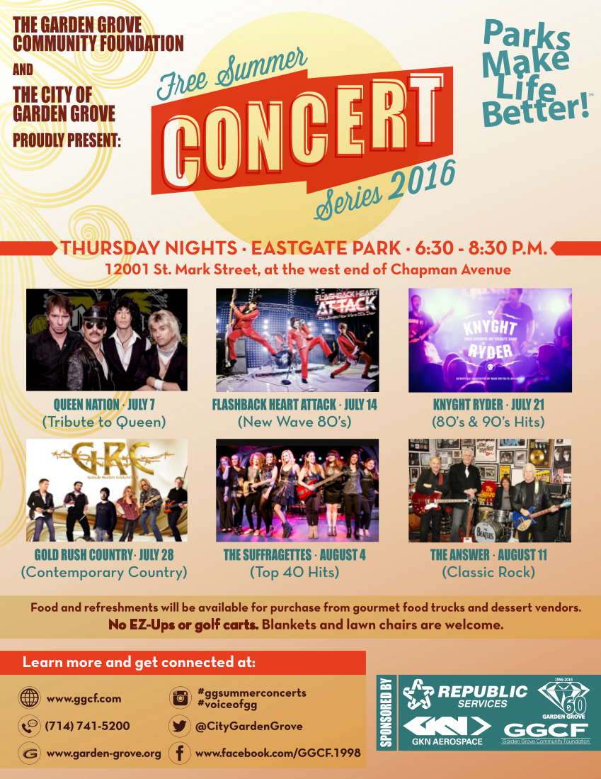 Free Summer Concerts at Eastgate Park | City of Garden Grove