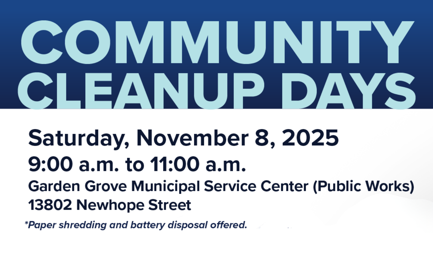 Community Cleanup Day November 8