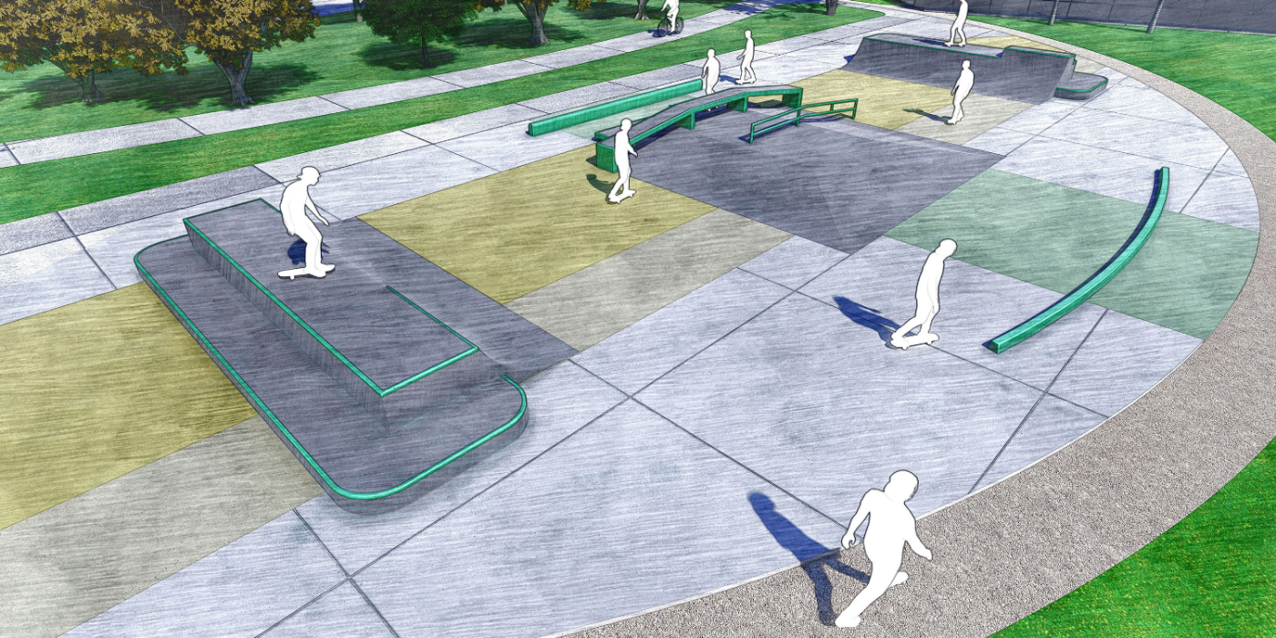 Woodbury Park skate plaza rendering