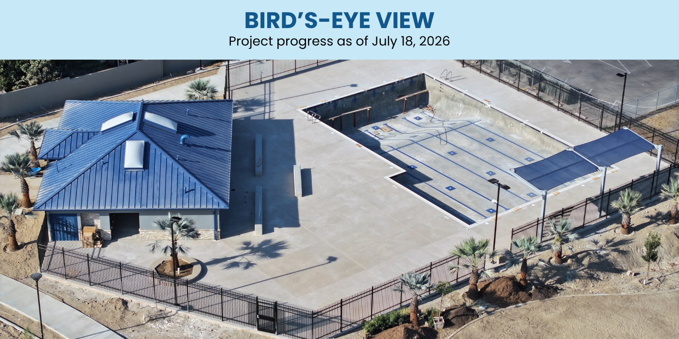Aerial shot of Woodbury Park pool