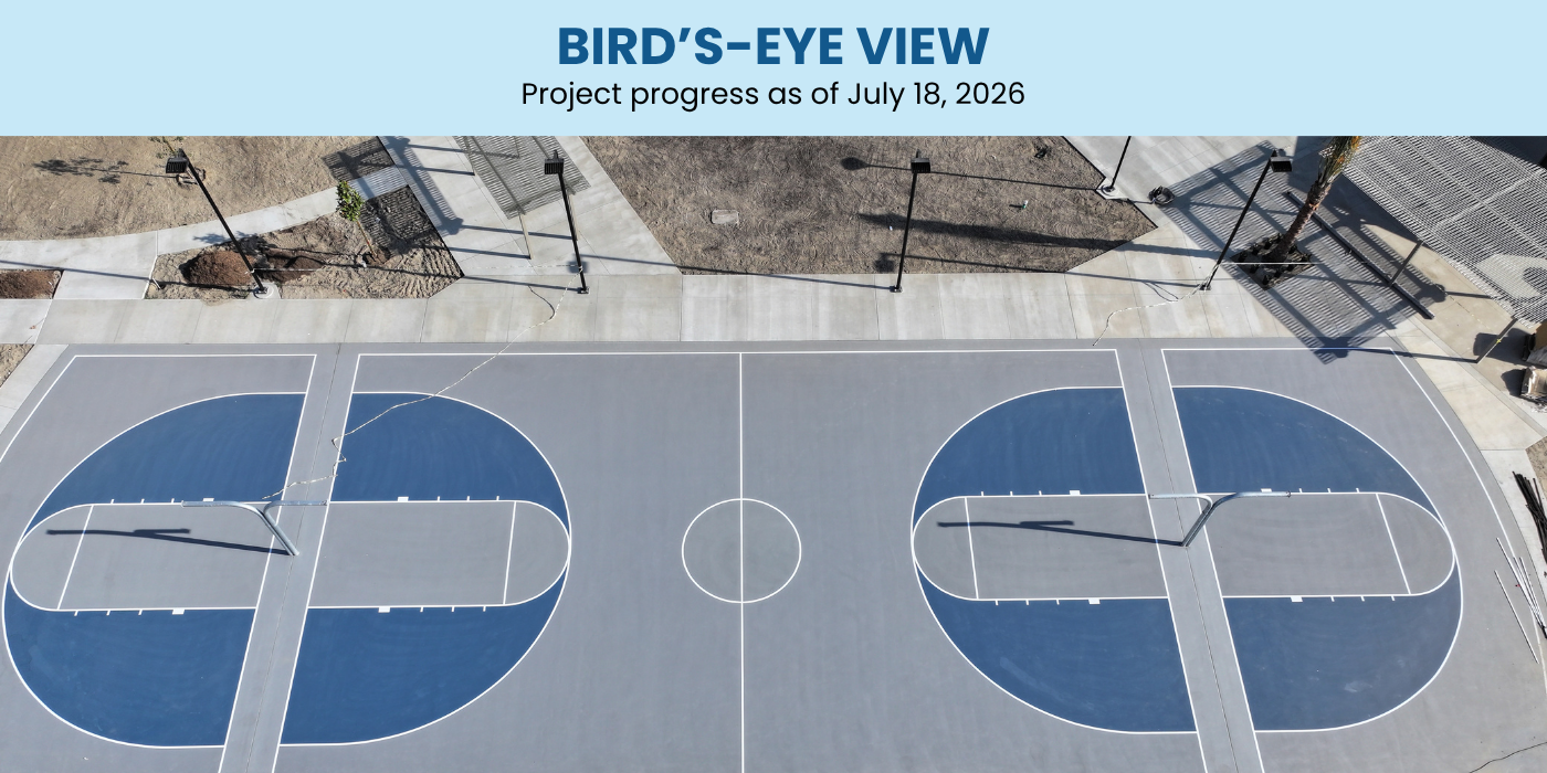 Aerial shot of Woodbury Park basketball courts