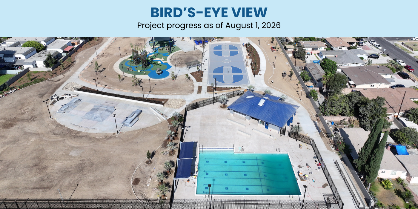 Aerial shot of Woodbury Park pool