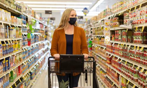 A photo of Katrena shopping for groceries.