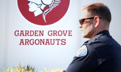 Photo of a school resource officer at Garden Grove High School.