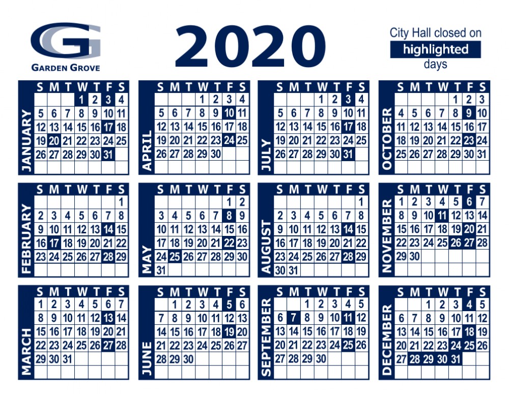 2020 Calendar
