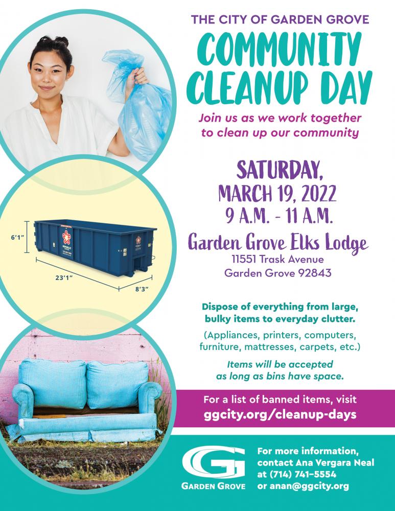 Free Bulky Item Drop Off at Elks Lodge Saturday City of Garden Grove