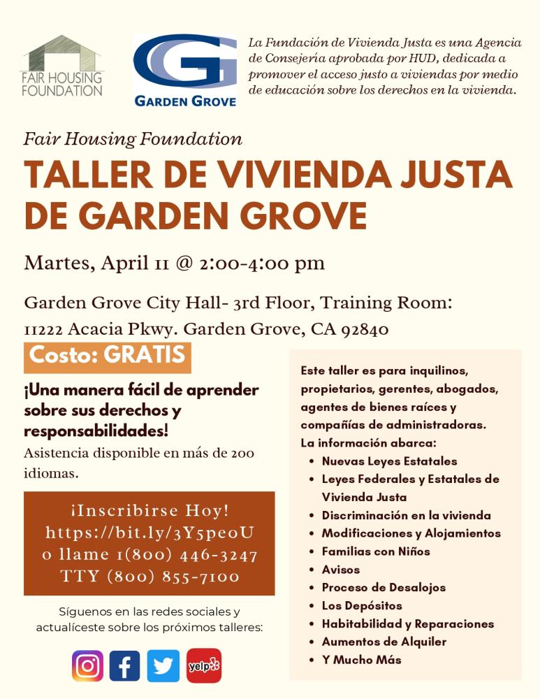 Garden Grove Fair Housing Workshop_Spanish
