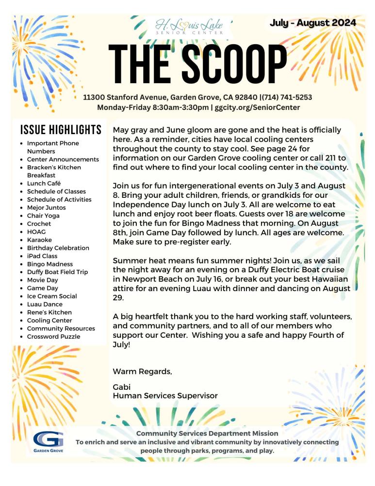 Senior SCOOP: Senior Resource Newsletter July/August 2024
