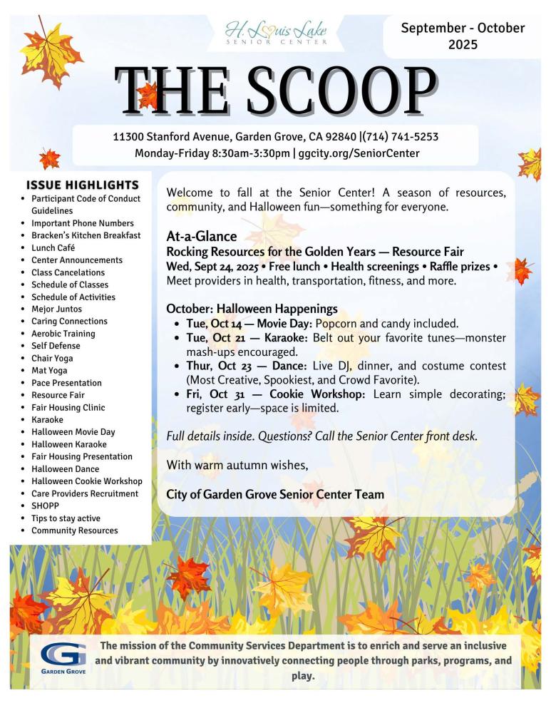 Senior SCOOP: Senior Resource Newsletter September/October 2025
