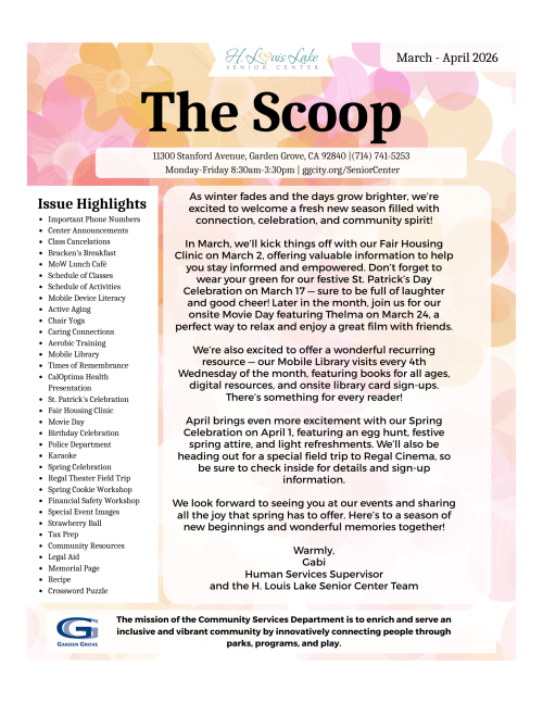 
Senior SCOOP: Senior Resource Newsletter March/April 2026
