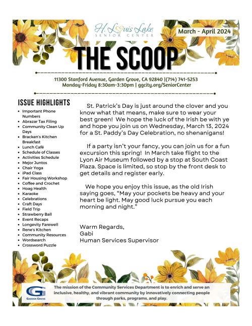 
Senior SCOOP: Senior Resource Newsletter March/April 2024
