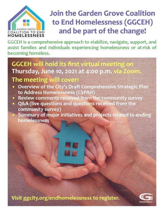 Garden Grove Coalition to End Homelessness Meeting Flyer