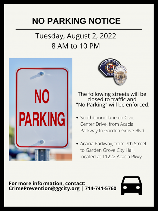 National Night Out 2022 No Parking Notice