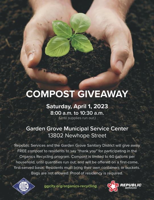 Free Compost Giveaway to Garden Grove Residents City of Garden Grove