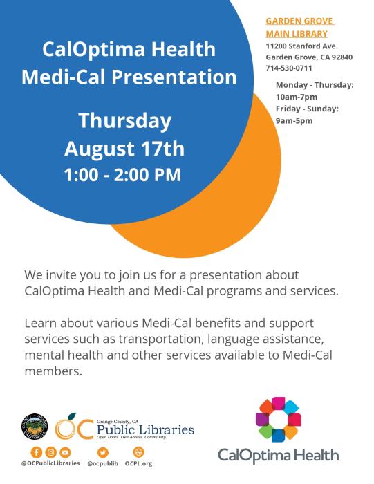 CalOptima Health Medi-Cal Presentation_English Flyer