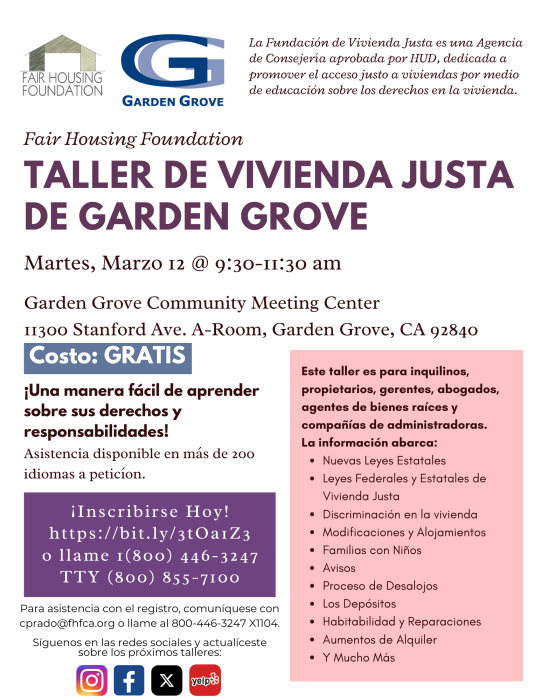 Learn About Housing Rights At Free Fair Housing Workshops Available In ...