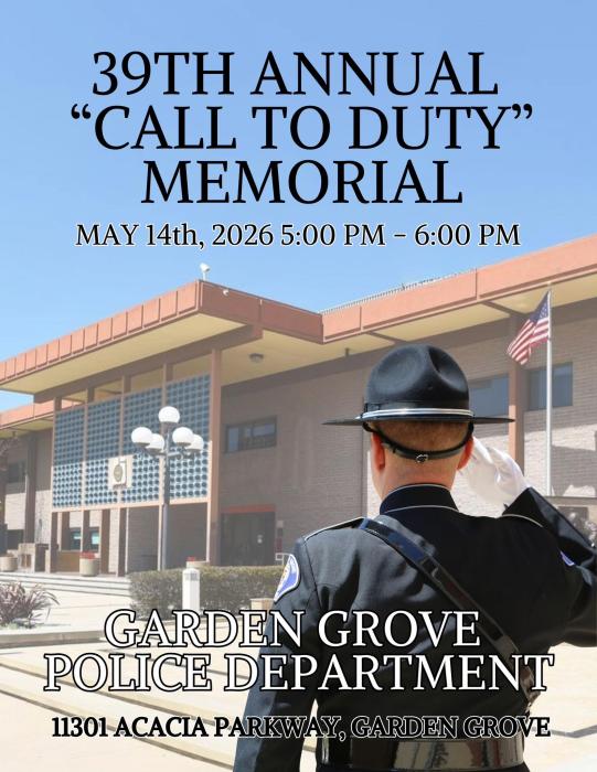 39th Annual Call to Duty Memorial flyer