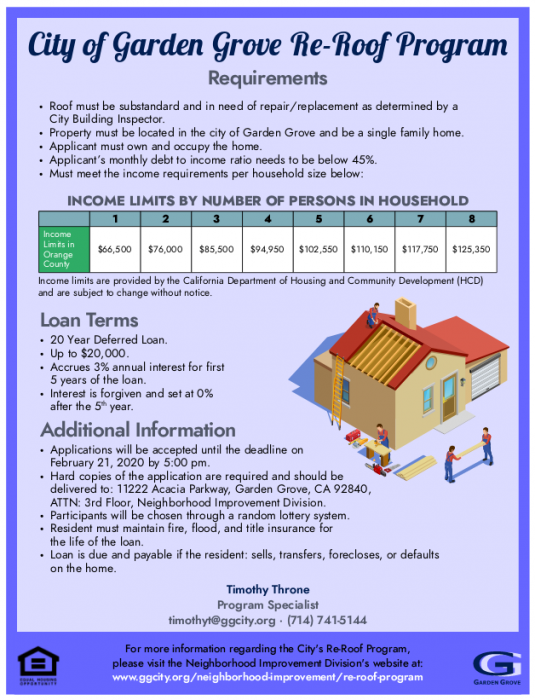 Re-Roof Loan Program | City of Garden Grove