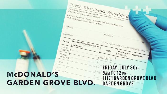 COVID-19 Vaccine Available at Garden Grove McDonald's