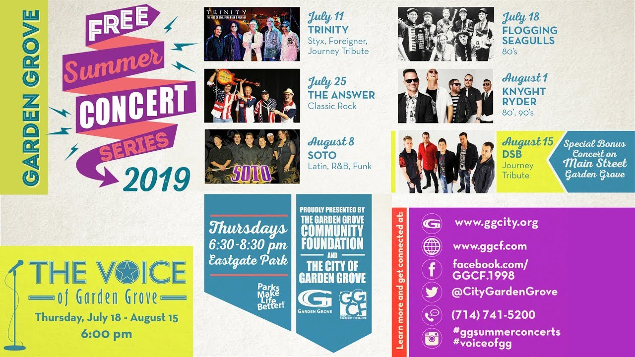 Garden Grove has Free Summer Concerts!  2019 Season